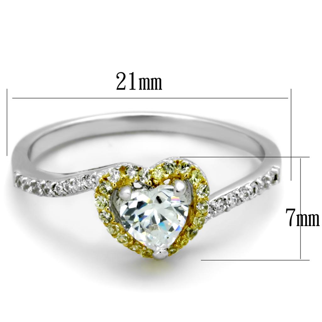 TS339 - Reverse Two-Tone 925 Sterling Silver Ring with AAA Grade CZ  in Clear-1
