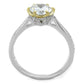 TS340 - Reverse Two-Tone 925 Sterling Silver Ring with AAA Grade CZ  in Clear-2