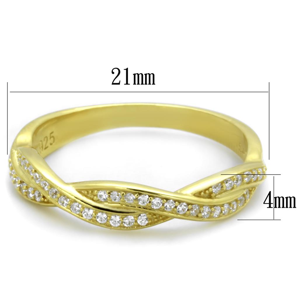 TS341 - Gold 925 Sterling Silver Ring with AAA Grade CZ  in Clear-1