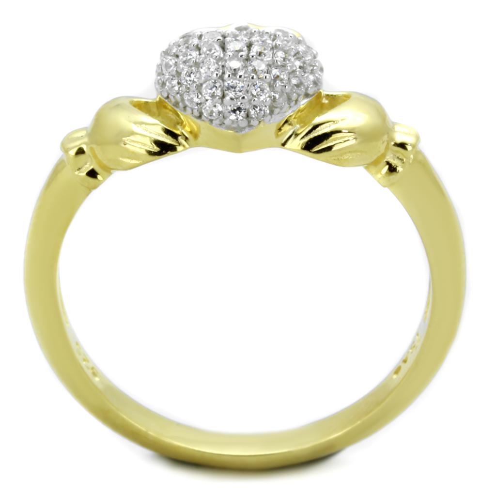 TS342 - Gold+Rhodium 925 Sterling Silver Ring with AAA Grade CZ  in Clear-2