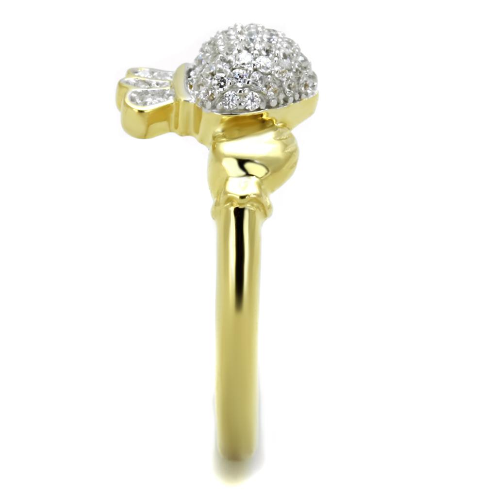 TS342 - Gold+Rhodium 925 Sterling Silver Ring with AAA Grade CZ  in Clear-3