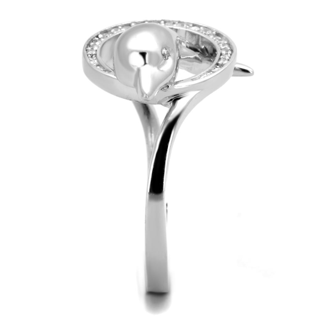 TS343 - Rhodium 925 Sterling Silver Ring with AAA Grade CZ  in Clear-3