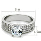 TS345 - Rhodium 925 Sterling Silver Ring with AAA Grade CZ  in Clear-1