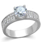 TS345 - Rhodium 925 Sterling Silver Ring with AAA Grade CZ  in Clear-4