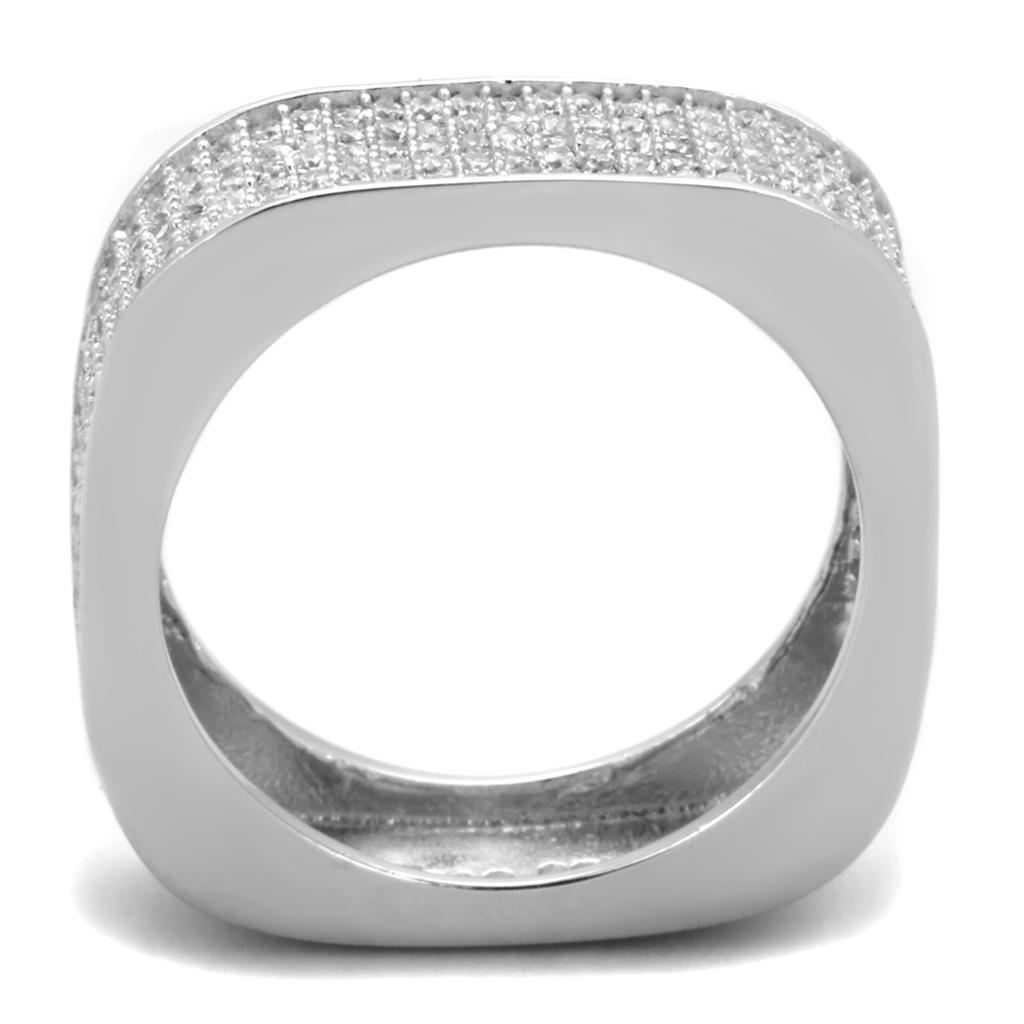 TS346 - Rhodium 925 Sterling Silver Ring with AAA Grade CZ  in Clear-2