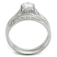 TS348 - Rhodium 925 Sterling Silver Ring with AAA Grade CZ  in Clear-2