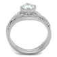 TS350 - Rhodium 925 Sterling Silver Ring with AAA Grade CZ  in Clear-2