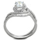 TS351 - Rhodium 925 Sterling Silver Ring with AAA Grade CZ  in Clear-2
