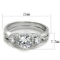 TS352 - Rhodium 925 Sterling Silver Ring with AAA Grade CZ  in Clear-1