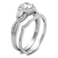 TS352 - Rhodium 925 Sterling Silver Ring with AAA Grade CZ  in Clear-3