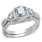 TS352 - Rhodium 925 Sterling Silver Ring with AAA Grade CZ  in Clear-4