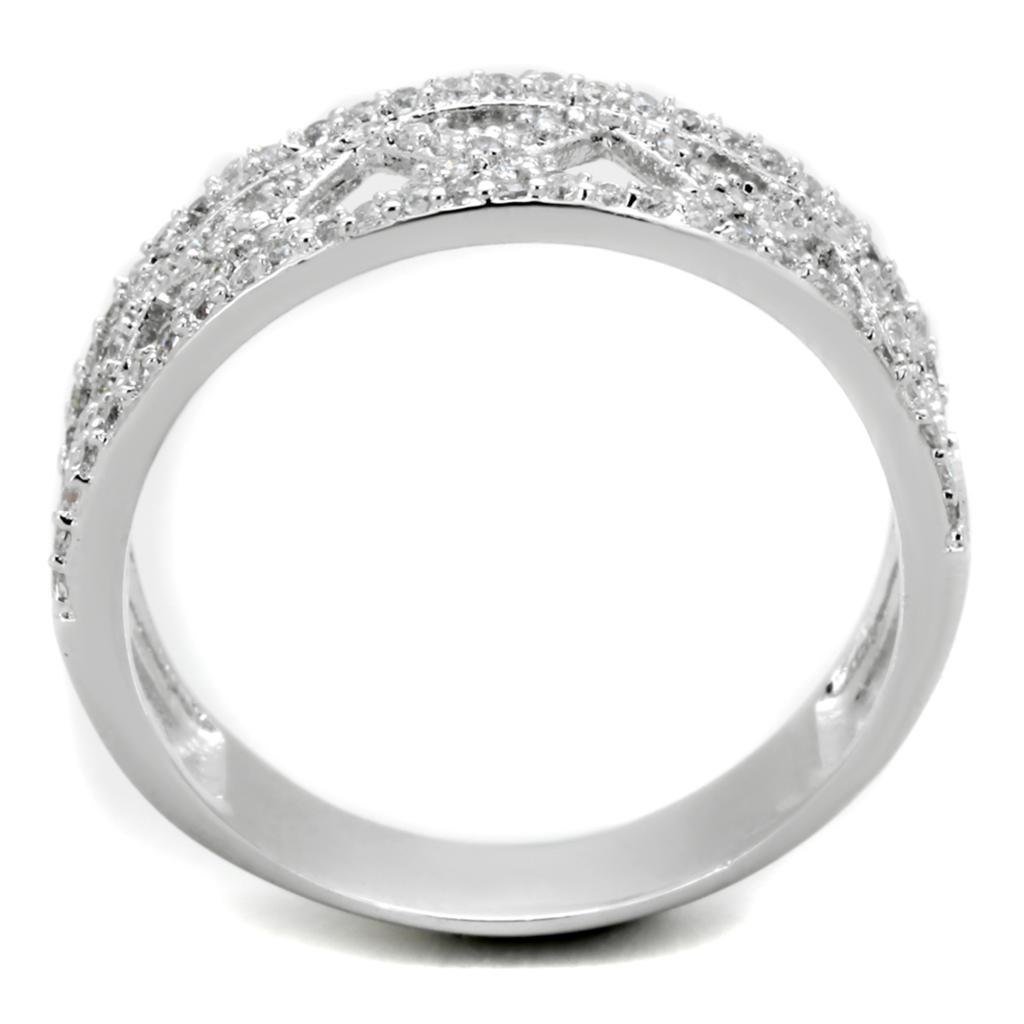 TS354 - Rhodium 925 Sterling Silver Ring with AAA Grade CZ  in Clear-2