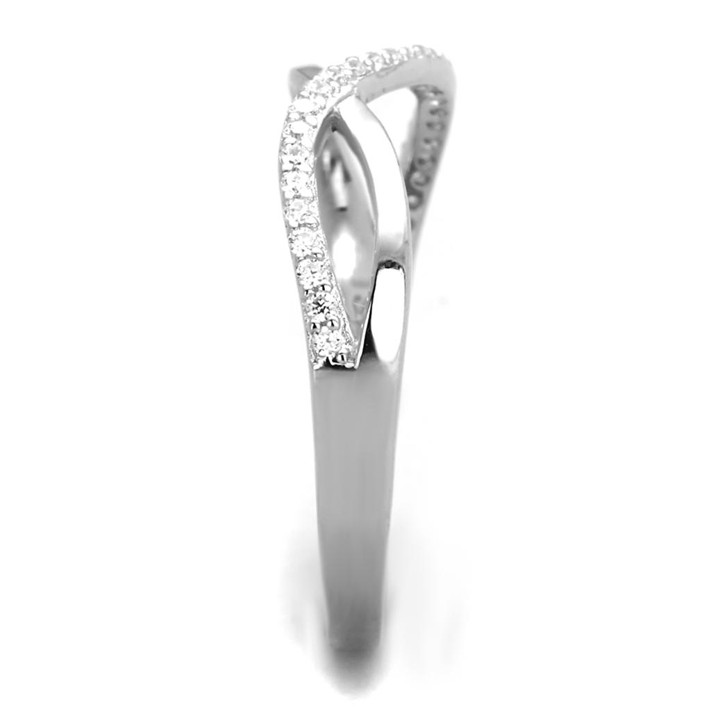 TS355 - Rhodium 925 Sterling Silver Ring with AAA Grade CZ  in Clear-3