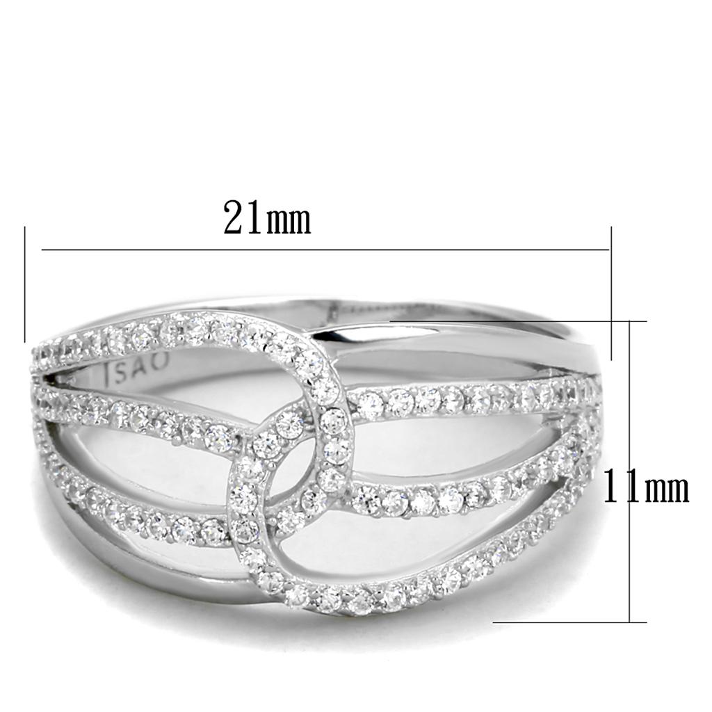 TS363 - Rhodium 925 Sterling Silver Ring with AAA Grade CZ  in Clear-1