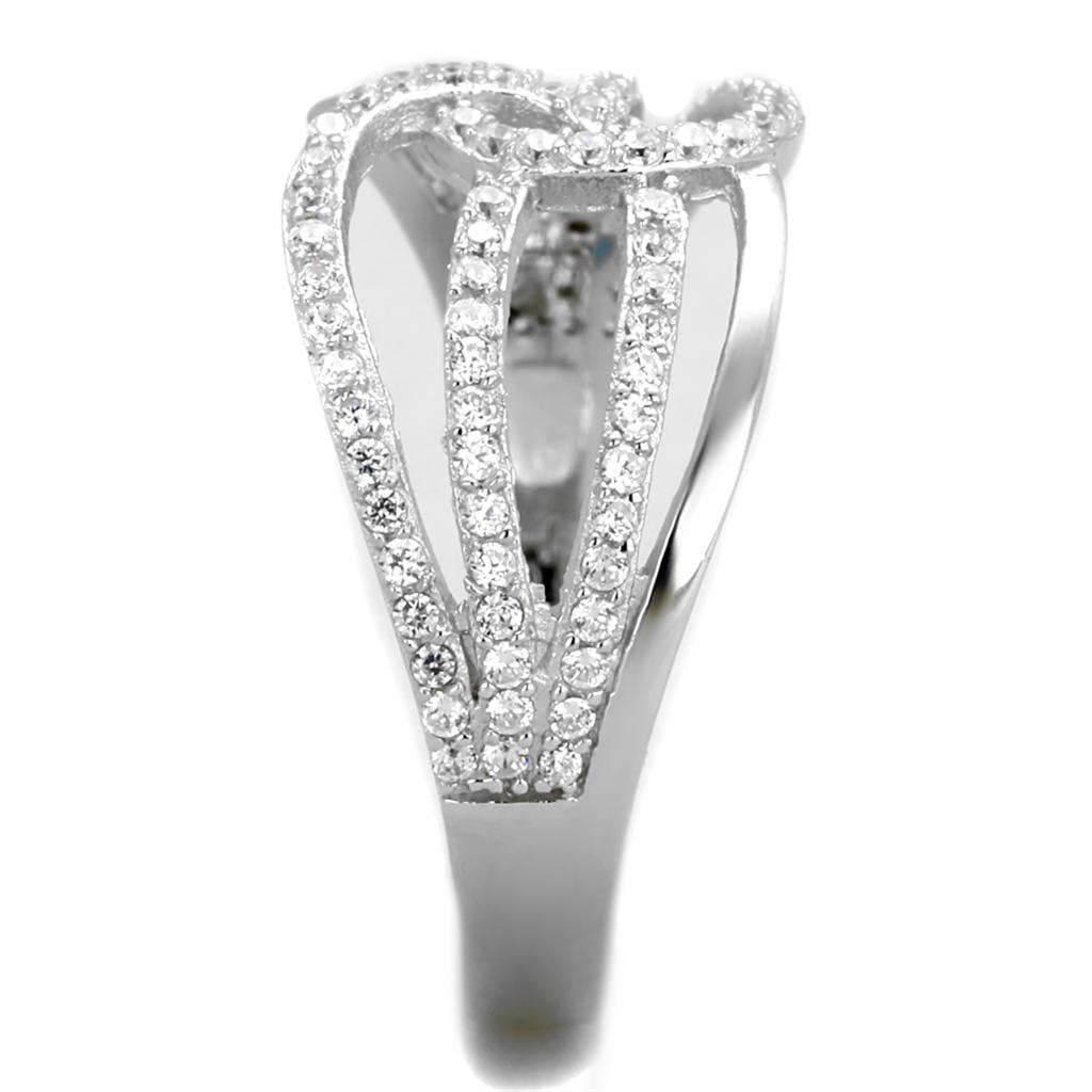 TS363 - Rhodium 925 Sterling Silver Ring with AAA Grade CZ  in Clear-3