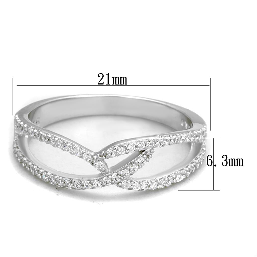 TS365 - Rhodium 925 Sterling Silver Ring with AAA Grade CZ  in Clear-1