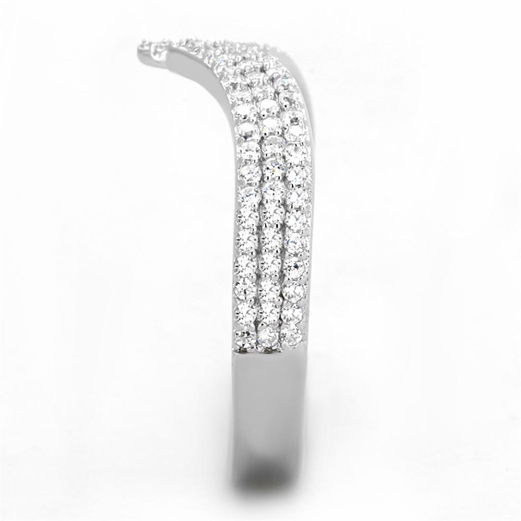 TS366 - Rhodium 925 Sterling Silver Ring with AAA Grade CZ  in Clear-3