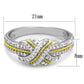 TS370 - Reverse Two-Tone 925 Sterling Silver Ring with AAA Grade CZ  in Clear-1