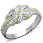 TS370 - Reverse Two-Tone 925 Sterling Silver Ring with AAA Grade CZ  in Clear-4