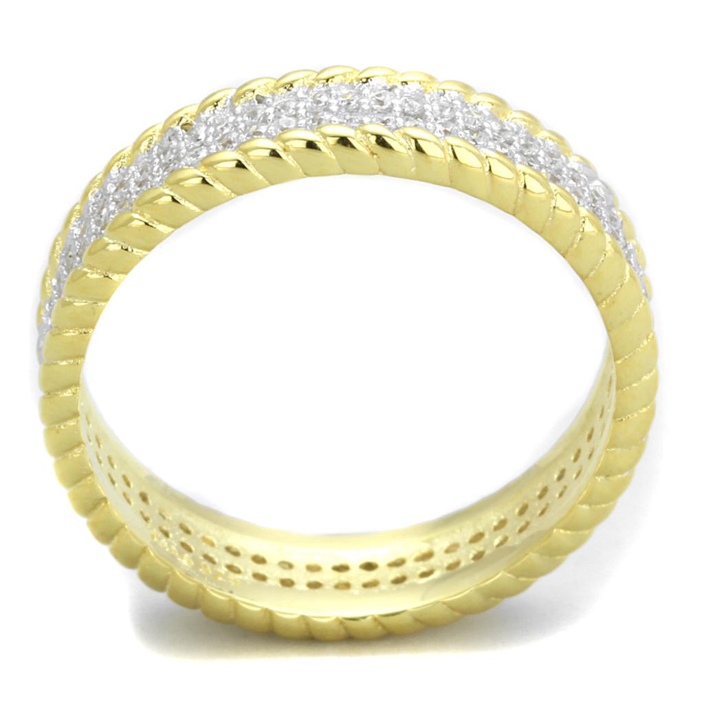 TS371 - Gold+Rhodium 925 Sterling Silver Ring with AAA Grade CZ  in Clear-2