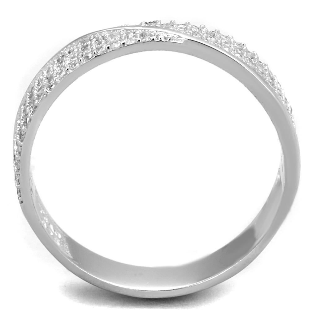 TS373 - Rhodium 925 Sterling Silver Ring with AAA Grade CZ  in Clear-2