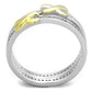 TS374 - Reverse Two-Tone 925 Sterling Silver Ring with AAA Grade CZ  in Clear-2