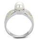 TS377 - Reverse Two-Tone 925 Sterling Silver Ring with Synthetic Pearl in White-2