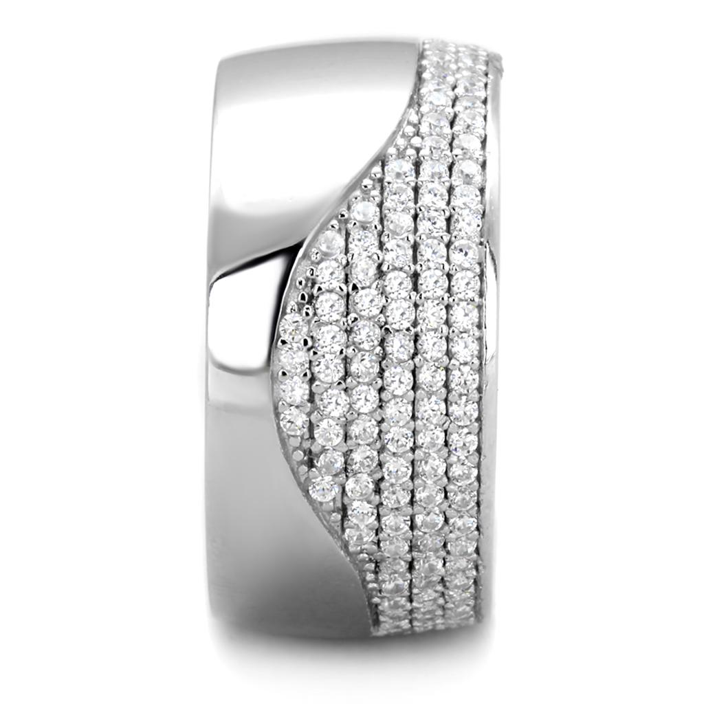TS378 - Rhodium 925 Sterling Silver Ring with AAA Grade CZ  in Clear-3