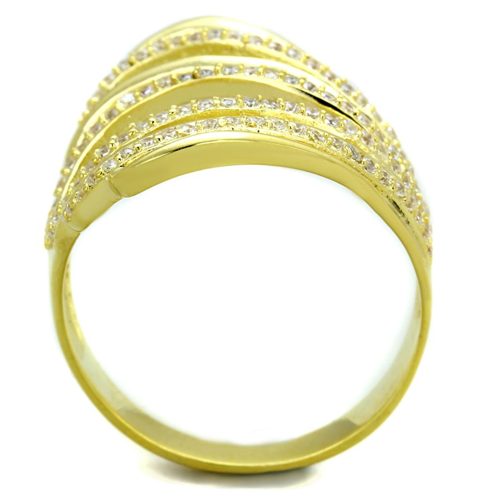 TS379 - Gold 925 Sterling Silver Ring with AAA Grade CZ  in Clear-2