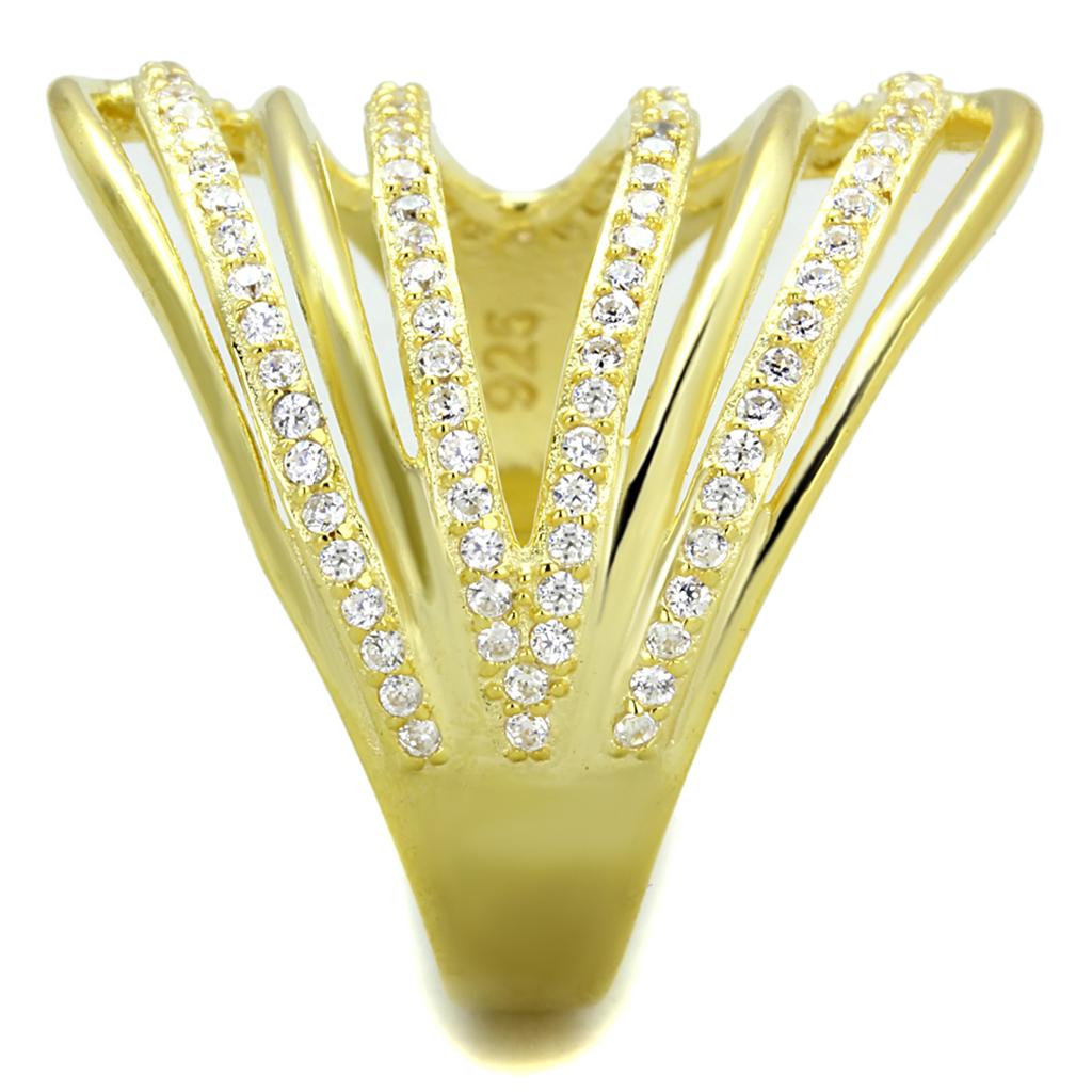 TS379 - Gold 925 Sterling Silver Ring with AAA Grade CZ  in Clear-3