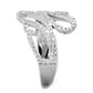 TS383 - Rhodium 925 Sterling Silver Ring with AAA Grade CZ  in Clear-3