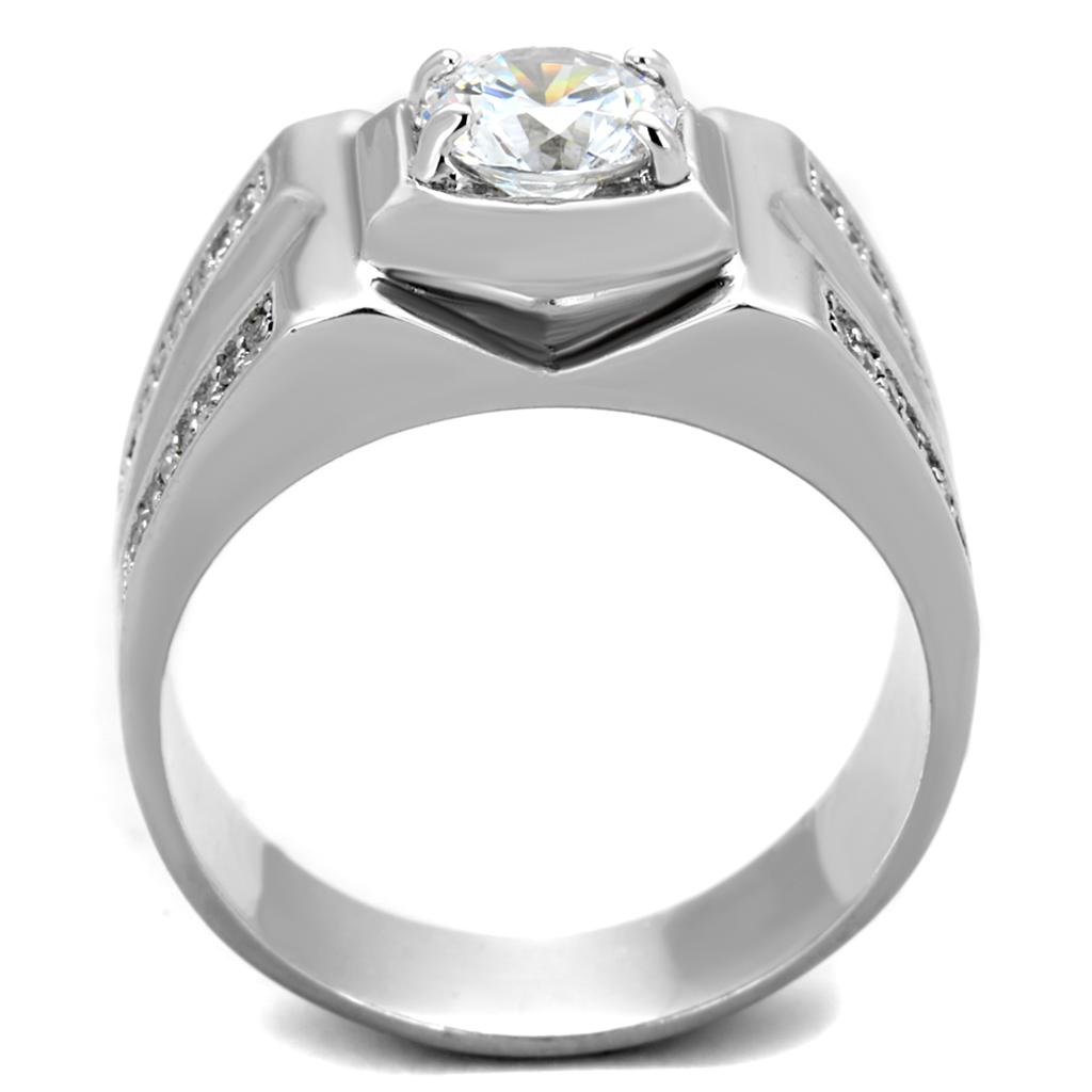 TS385 - Rhodium 925 Sterling Silver Ring with AAA Grade CZ  in Clear-2