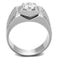 TS385 - Rhodium 925 Sterling Silver Ring with AAA Grade CZ  in Clear-2