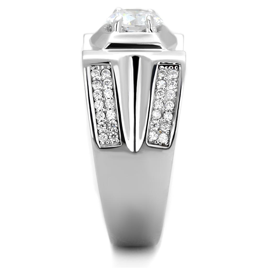 TS385 - Rhodium 925 Sterling Silver Ring with AAA Grade CZ  in Clear-3
