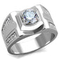 TS385 - Rhodium 925 Sterling Silver Ring with AAA Grade CZ  in Clear-4