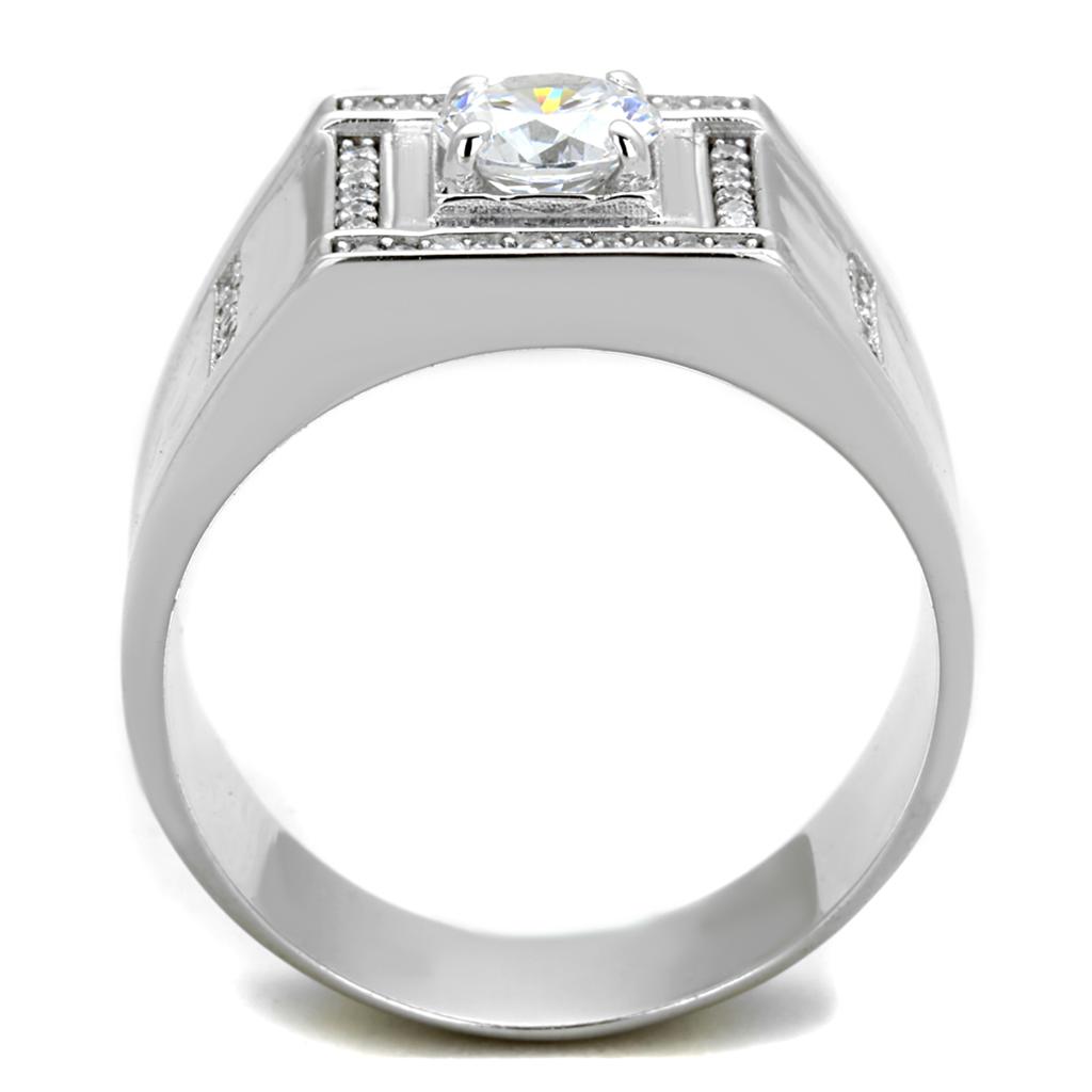 TS386 - Rhodium 925 Sterling Silver Ring with AAA Grade CZ  in Clear-2