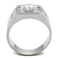 TS386 - Rhodium 925 Sterling Silver Ring with AAA Grade CZ  in Clear-2