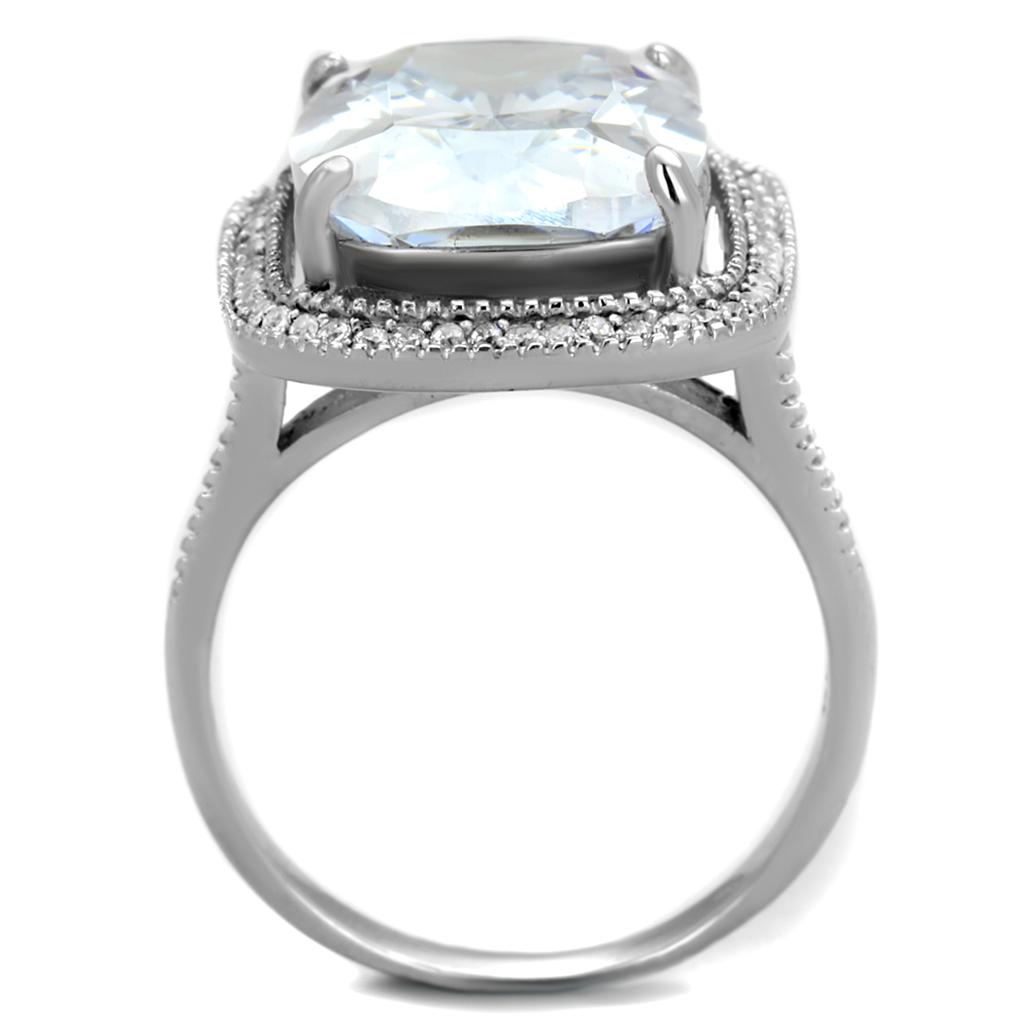 TS391 - Rhodium 925 Sterling Silver Ring with AAA Grade CZ  in Clear-2