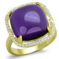 TS392 - Gold 925 Sterling Silver Ring with Synthetic Synthetic Glass in Amethyst-4