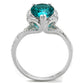 TS394 - Rhodium 925 Sterling Silver Ring with Synthetic Synthetic Glass in Blue Zircon-2