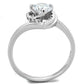 TS398 - Rhodium 925 Sterling Silver Ring with AAA Grade CZ  in Clear-2