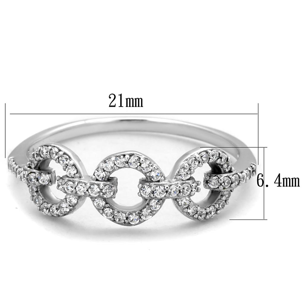 TS400 - Rhodium 925 Sterling Silver Ring with AAA Grade CZ  in Clear-1
