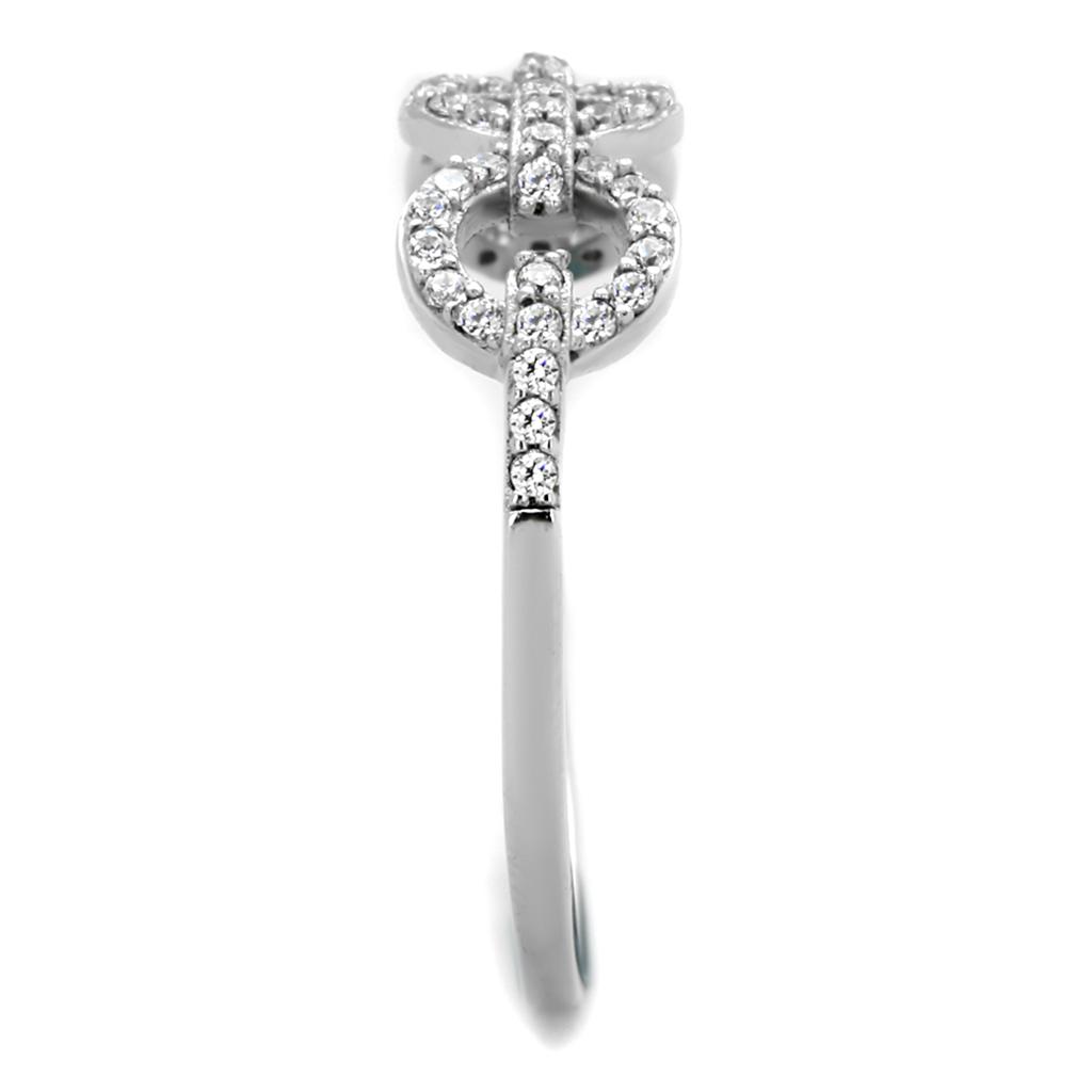 TS400 - Rhodium 925 Sterling Silver Ring with AAA Grade CZ  in Clear-3