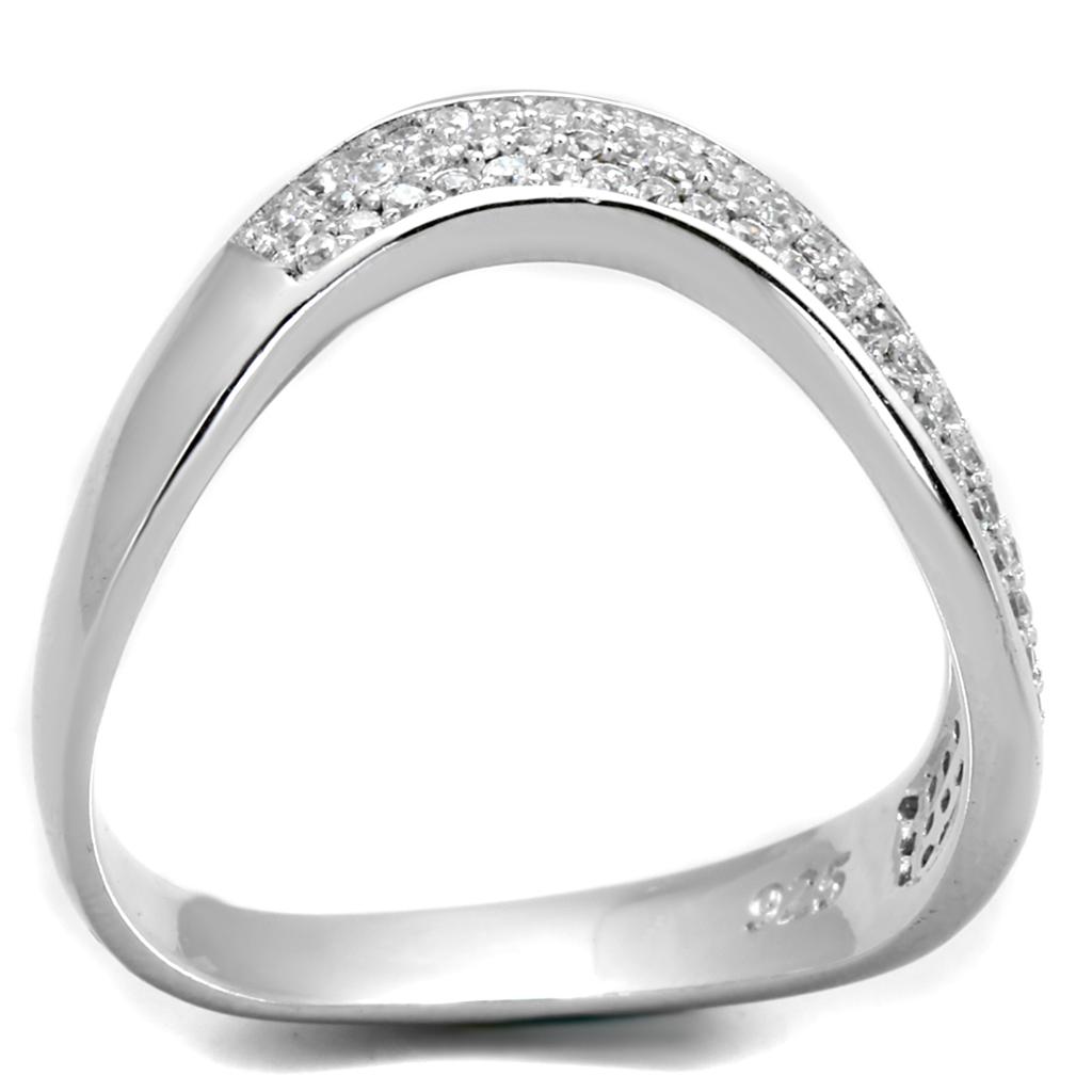 TS402 - Rhodium 925 Sterling Silver Ring with AAA Grade CZ  in Clear-2