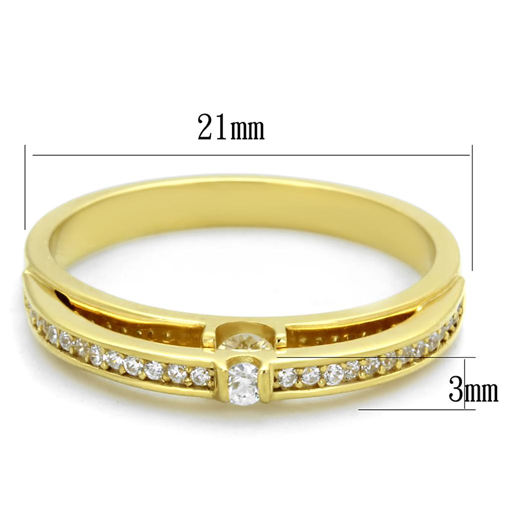 TS403 - Gold 925 Sterling Silver Ring with AAA Grade CZ  in Clear-1