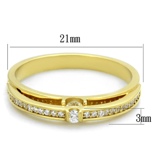 TS403 - Gold 925 Sterling Silver Ring with AAA Grade CZ  in Clear-1