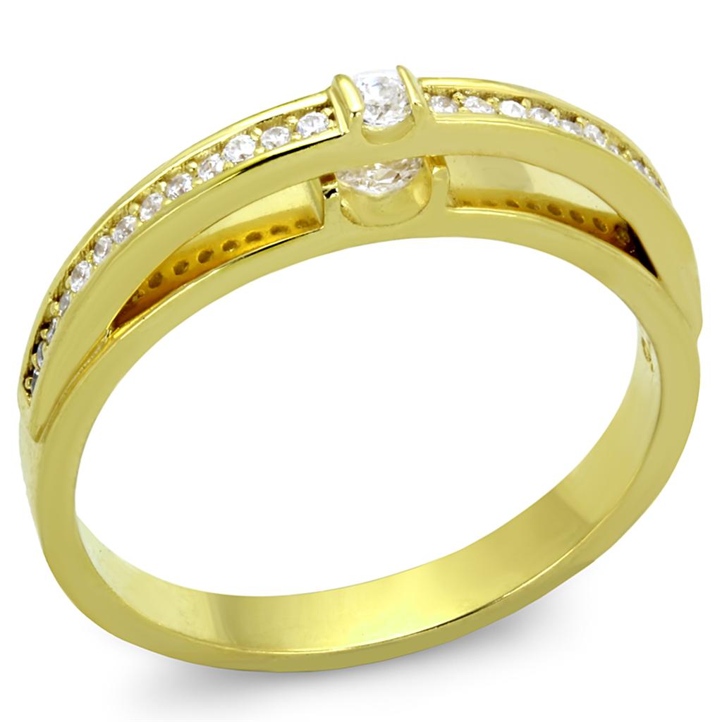 TS403 - Gold 925 Sterling Silver Ring with AAA Grade CZ  in Clear-4