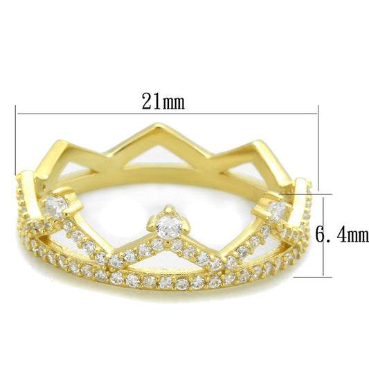 TS404 - Gold 925 Sterling Silver Ring with AAA Grade CZ  in Clear-1