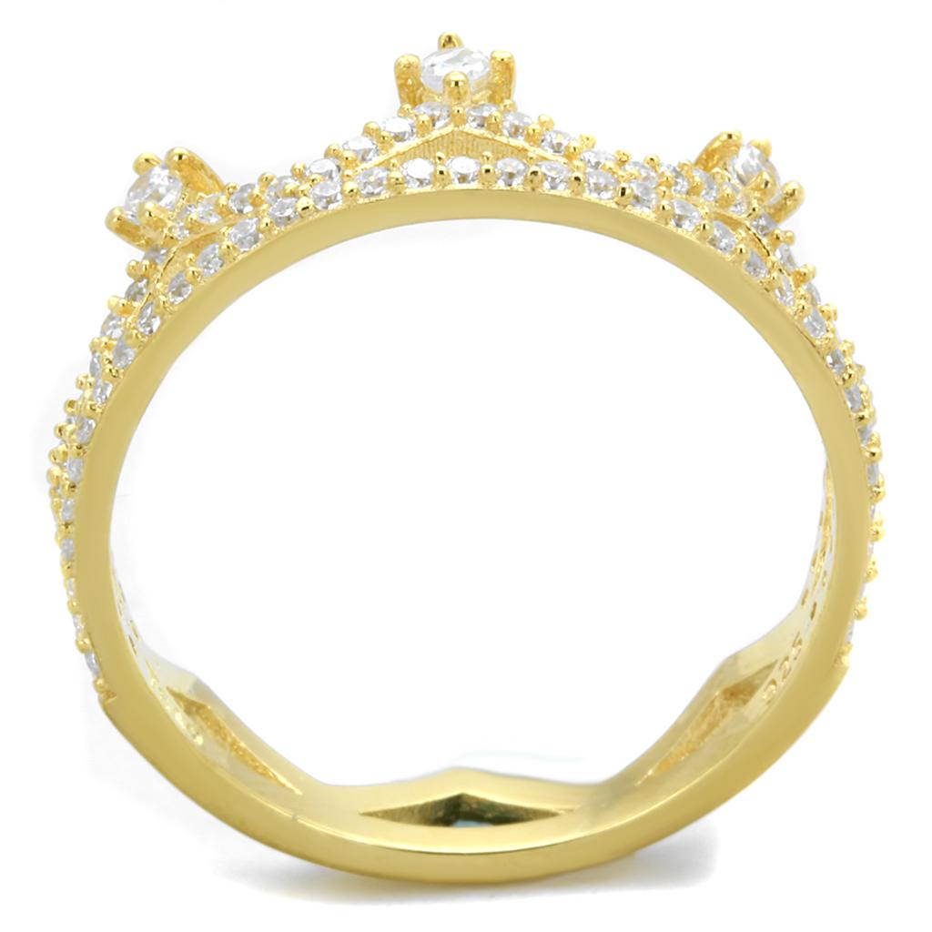 TS404 - Gold 925 Sterling Silver Ring with AAA Grade CZ  in Clear-2