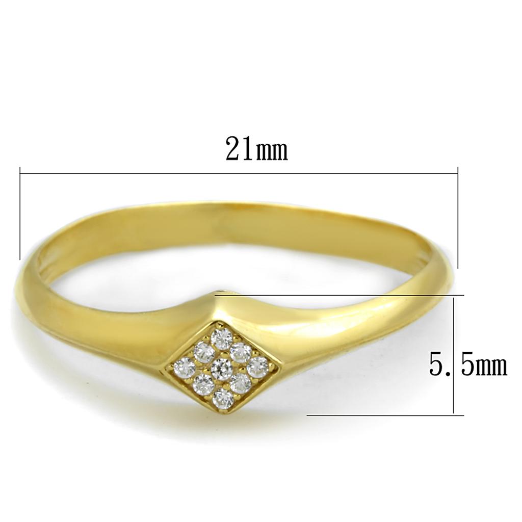 TS406 - Gold 925 Sterling Silver Ring with AAA Grade CZ  in Clear-1